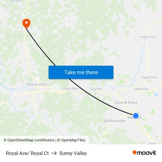 Royal Ave/ Royal Ct to Sunny Valley map