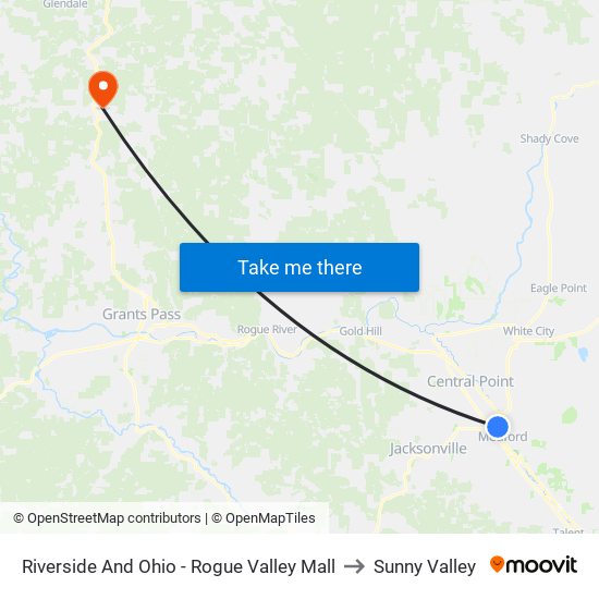Riverside And Ohio - Rogue Valley Mall to Sunny Valley map