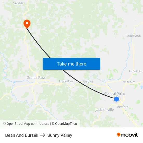 Beall And Bursell to Sunny Valley map