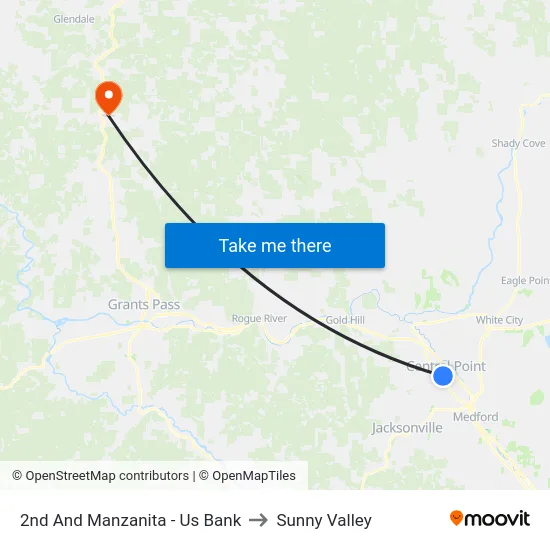 2nd And Manzanita - Us Bank to Sunny Valley map