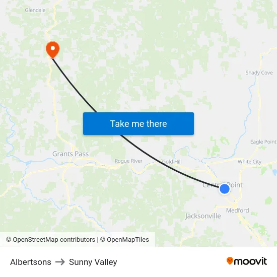 Albertsons to Sunny Valley map