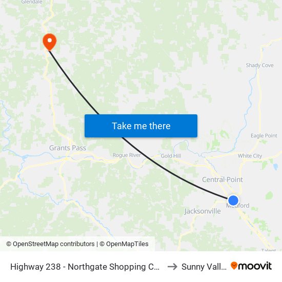 Highway 238 - Northgate Shopping Center to Sunny Valley map