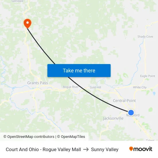 Court And Ohio - Rogue Valley Mall to Sunny Valley map
