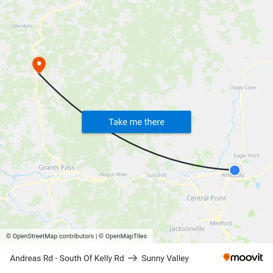 Andreas Rd - South Of Kelly Rd to Sunny Valley map
