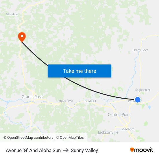 Avenue 'G' And Aloha Sun to Sunny Valley map