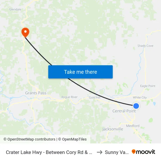 Crater Lake Hwy - Between Cory Rd & Vilas Rd to Sunny Valley map