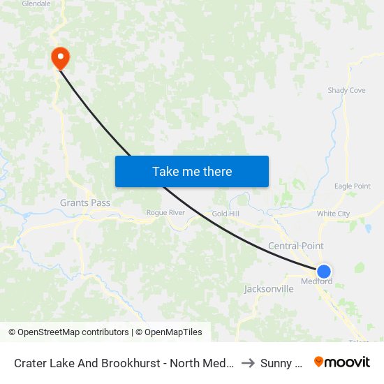 Crater Lake And Brookhurst - North Medford High School to Sunny Valley map