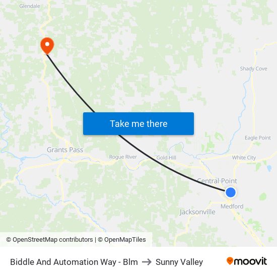 Biddle And Automation Way - Blm to Sunny Valley map