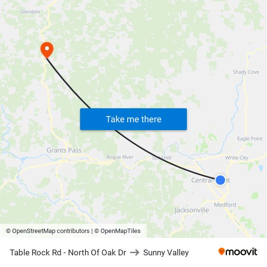 Table Rock Rd - North Of Oak Dr to Sunny Valley map