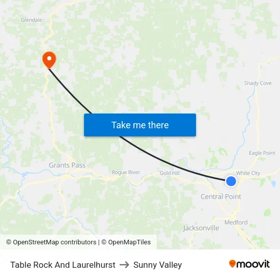 Table Rock And Laurelhurst to Sunny Valley map