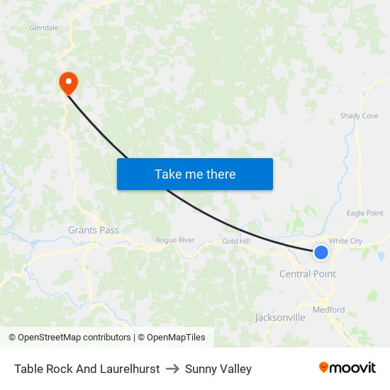 Table Rock And Laurelhurst to Sunny Valley map