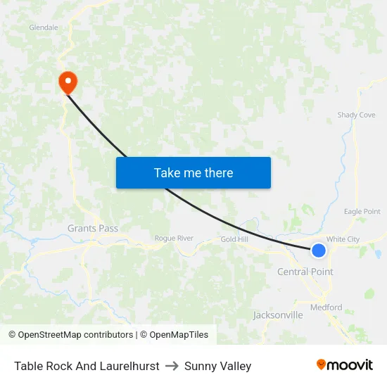 Table Rock And Laurelhurst to Sunny Valley map
