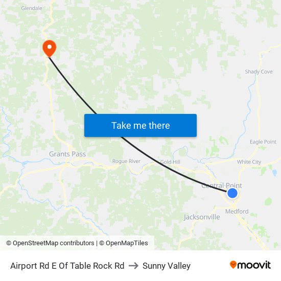 Airport Rd E Of Table Rock Rd to Sunny Valley map