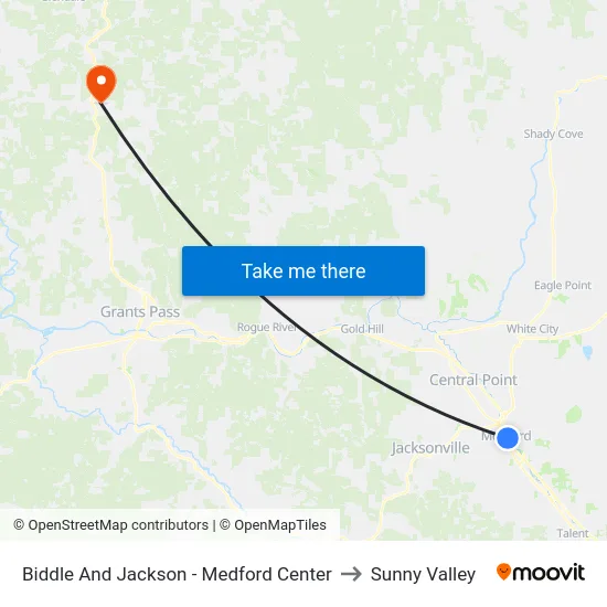 Biddle And Jackson - Medford Center to Sunny Valley map
