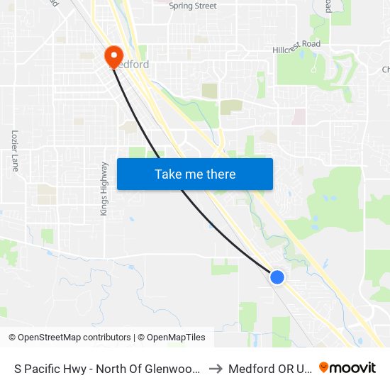 S Pacific Hwy - North Of Glenwood Rd to Medford OR USA map