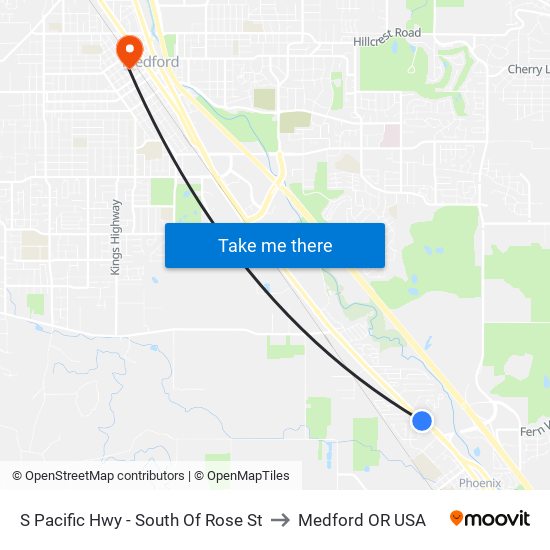 S Pacific Hwy - South Of Rose St to Medford OR USA map