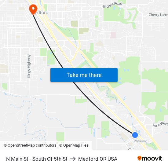 N Main St - South Of 5th St to Medford OR USA map