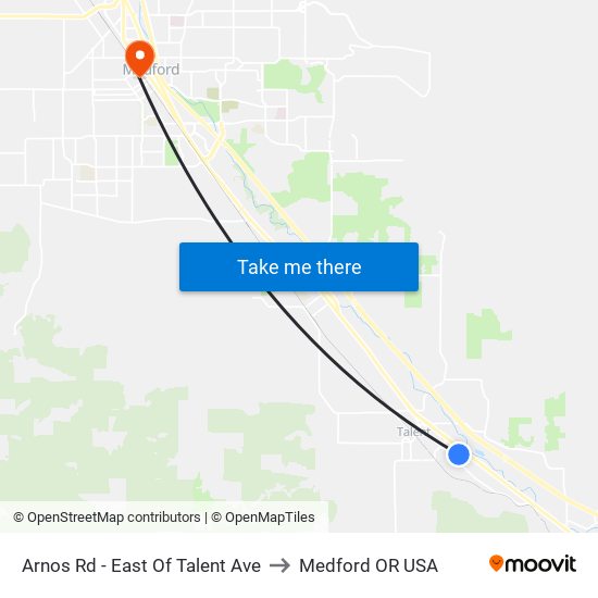 Arnos Rd - East Of Talent Ave to Medford OR USA map