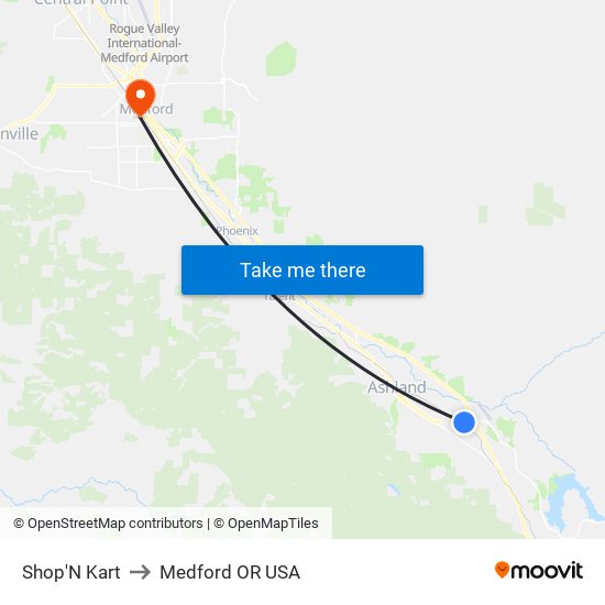 Shop'N Kart to Medford OR USA map