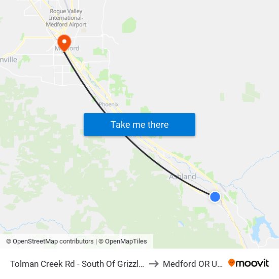 Tolman Creek Rd - South Of Grizzly Dr to Medford OR USA map