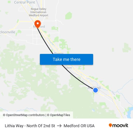 Lithia Way - North Of 2nd St to Medford OR USA map