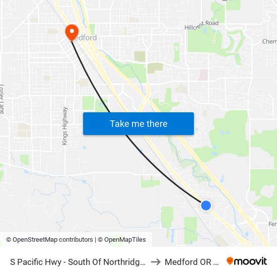 S Pacific Hwy - South Of Northridge Terr to Medford OR USA map