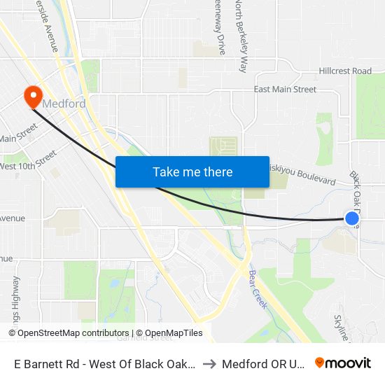 E Barnett Rd - West Of Black Oak Dr to Medford OR USA map