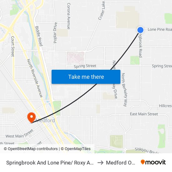 Springbrook And Lone Pine/ Roxy Ann Memory to Medford OR USA map