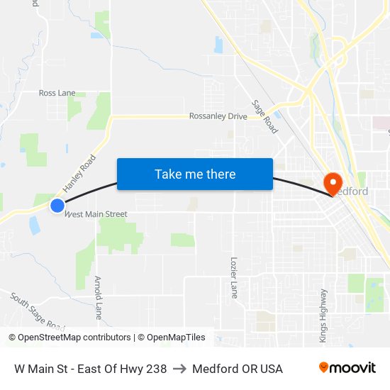 W Main St - East Of Hwy 238 to Medford OR USA map