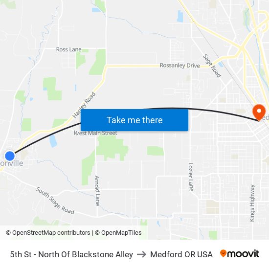 5th St - North Of Blackstone Alley to Medford OR USA map