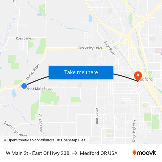 W Main St - East Of Hwy 238 to Medford OR USA map
