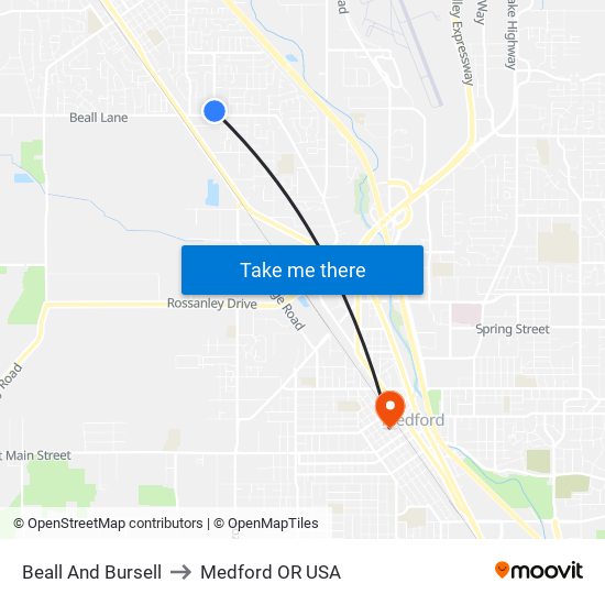 Beall And Bursell to Medford OR USA map