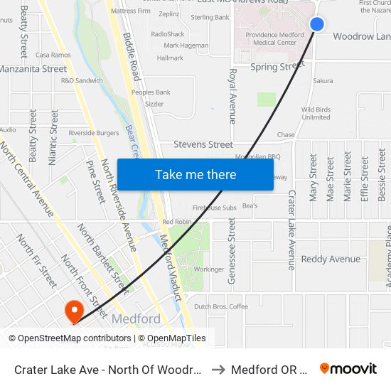 Crater Lake Ave - North Of Woodrow Ln to Medford OR USA map