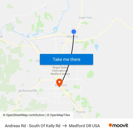 Andreas Rd - South Of Kelly Rd to Medford OR USA map