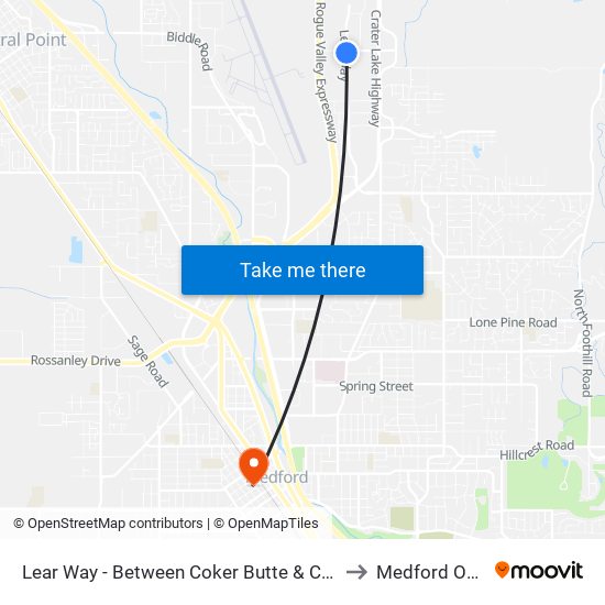 Lear Way - Between Coker Butte & Commerce Dr to Medford OR USA map