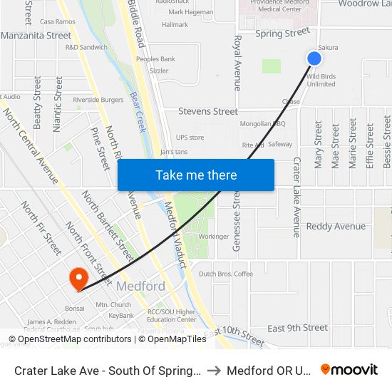 Crater Lake Ave - South Of Spring St to Medford OR USA map