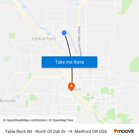 Table Rock Rd - North Of Oak Dr to Medford OR USA map