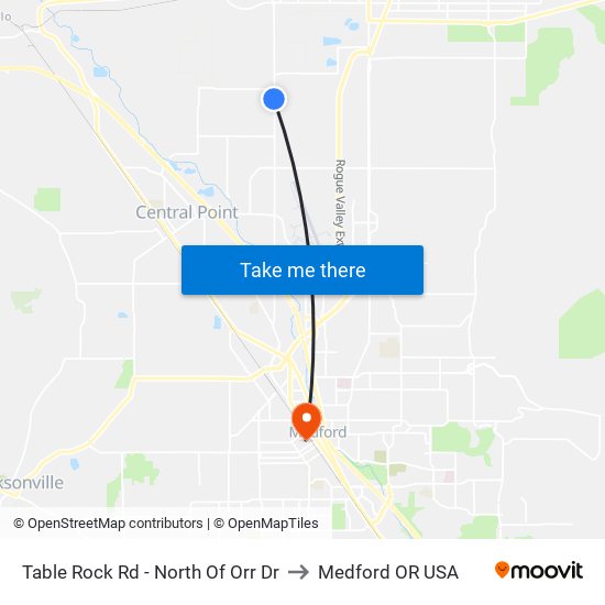 Table Rock Rd - North Of Orr Dr to Medford OR USA map