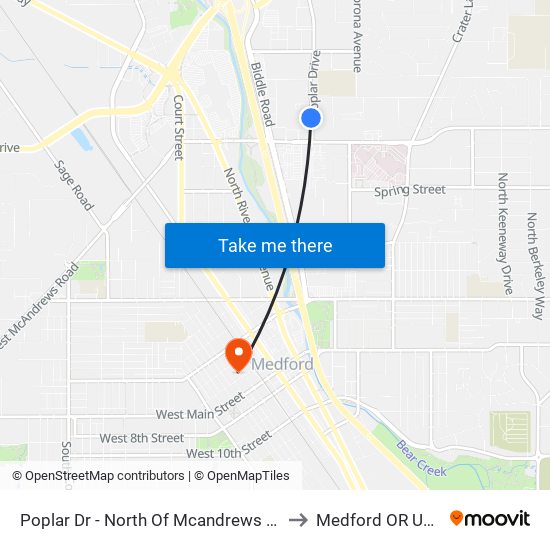 Poplar Dr - North Of Mcandrews Rd to Medford OR USA map