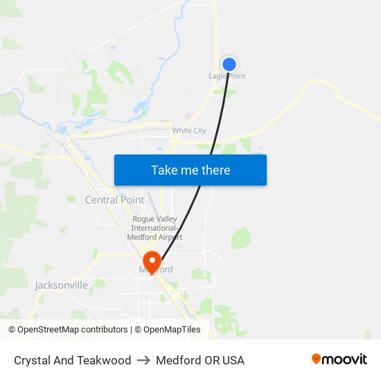 Crystal And Teakwood to Medford OR USA map