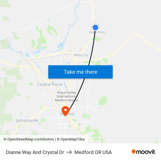 Dianne Way And Crystal Dr to Medford OR USA map