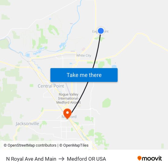 N Royal Ave And Main to Medford OR USA map
