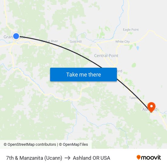 7th & Manzanita (Ucann) to Ashland OR USA map