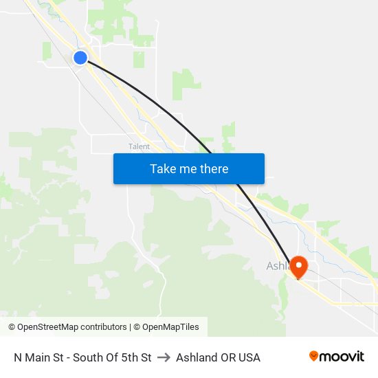 N Main St - South Of 5th St to Ashland OR USA map