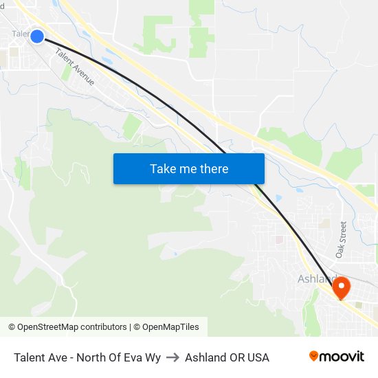 Talent Ave - North Of Eva Wy to Ashland OR USA map