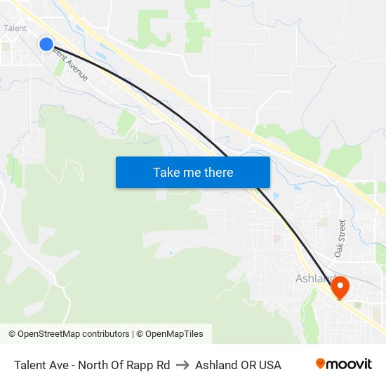 Talent Ave - North Of Rapp Rd to Ashland OR USA map