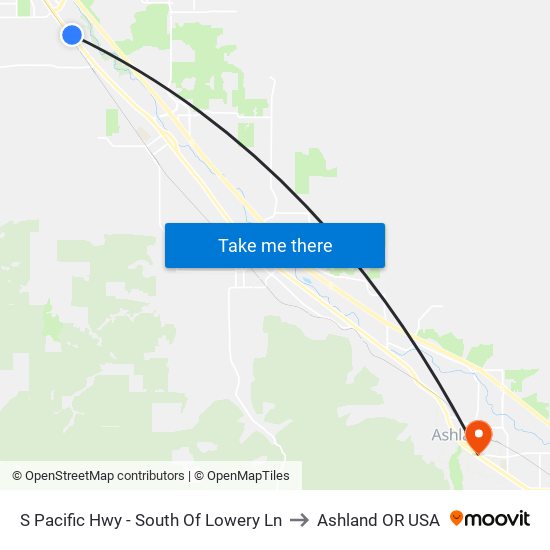 S Pacific Hwy - South Of Lowery Ln to Ashland OR USA map