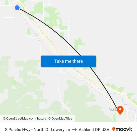 S Pacific Hwy - North Of Lowery Ln to Ashland OR USA map
