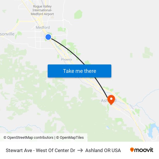 Stewart Ave - West Of Center Dr to Ashland OR USA map