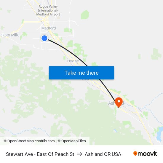 Stewart Ave - East Of Peach St to Ashland OR USA map